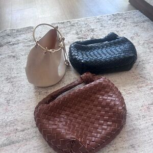 Three Bags by a new day (Target) Woven Clutch Set - Black, Brown, Cream